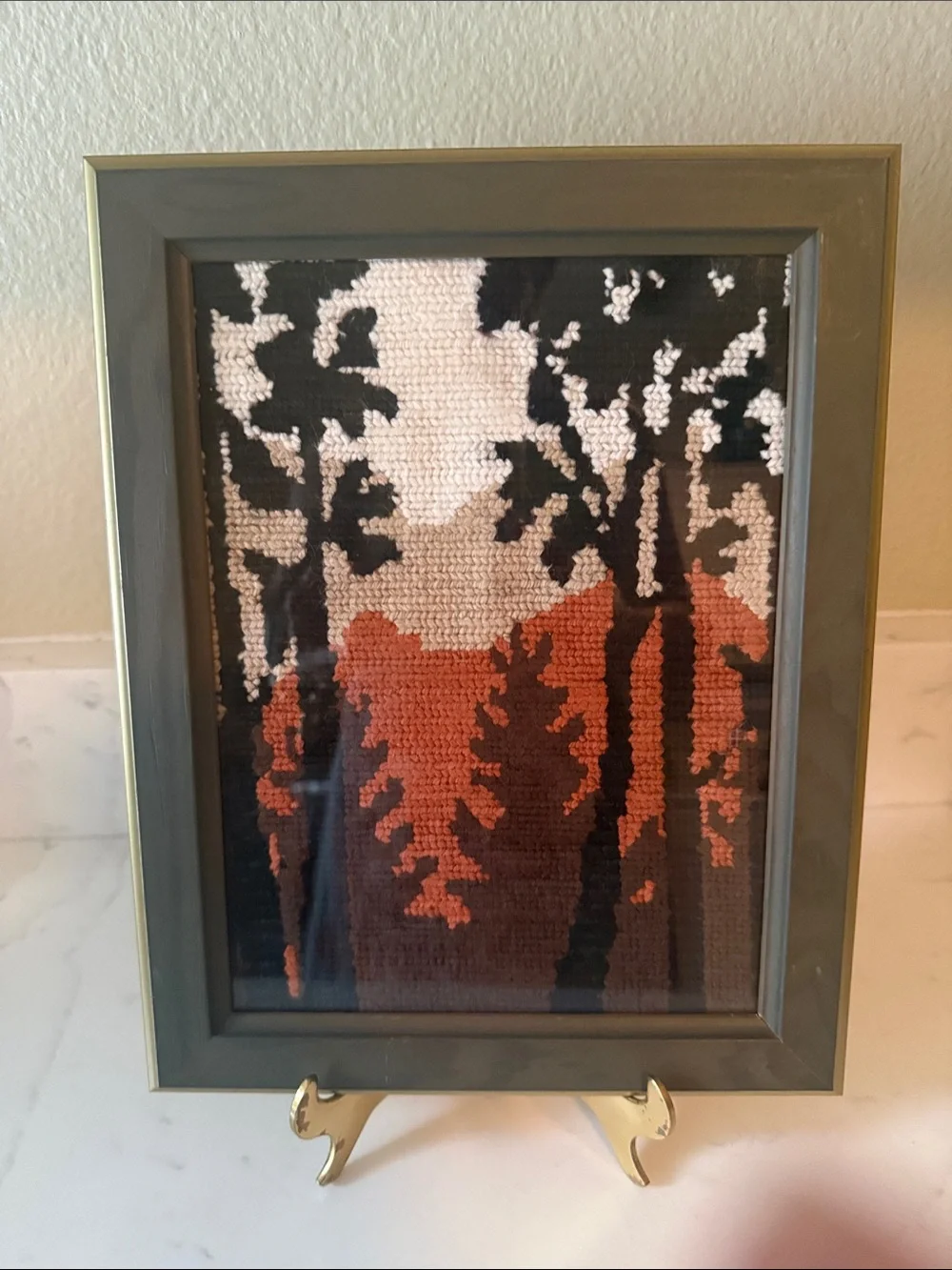 Vintage Woodland Lodge Style Yarn Art in IKEA Frame